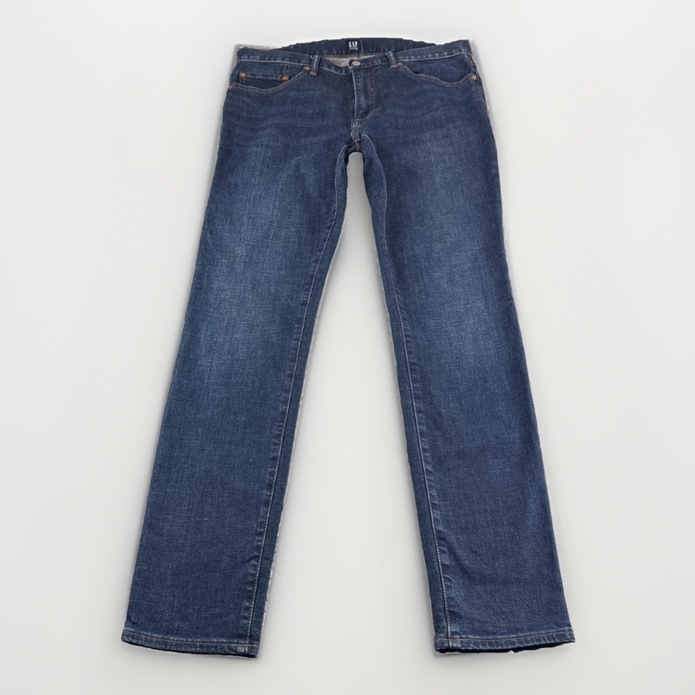 Gap Denim Skinny Straight Jeans Mens 33x32 Blue Stretch Pants Medium Wash Preppy